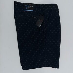 36 Greg Norman Shark Logo 9" inseam print Dry Stretch Golf Shorts Black mens $65